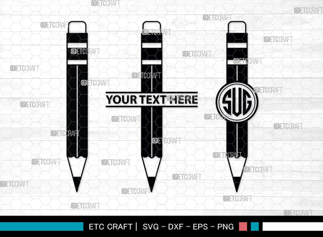 Pencil Monogram, Pencil Silhouette, Pencil SVG, Student Svg, School Pencil Svg, Writing Utensil Svg, Teacher Svg, SB00476 SVG ETC Craft 