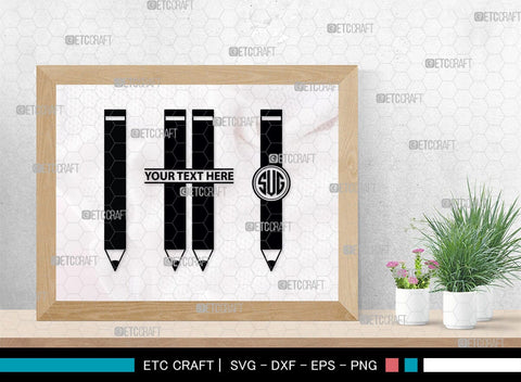 Pencil Monogram, Pencil Silhouette, Pencil SVG, Student Svg, School Pencil Svg, Writing Utensil Svg, Teacher Svg, SB00476 SVG ETC Craft 