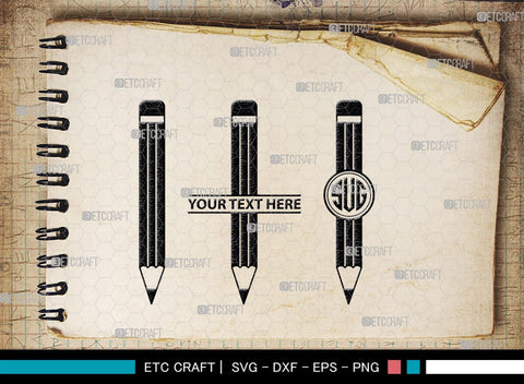 Pencil Monogram, Pencil Silhouette, Pencil SVG, Student Svg, School Pencil Svg, Writing Utensil Svg, Teacher Svg, SB00476 SVG ETC Craft 