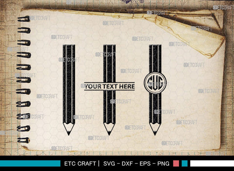 Pencil Monogram, Pencil Silhouette, Pencil SVG, Student Svg, School Pencil Svg, Writing Utensil Svg, Teacher Svg, SB00476 SVG ETC Craft 