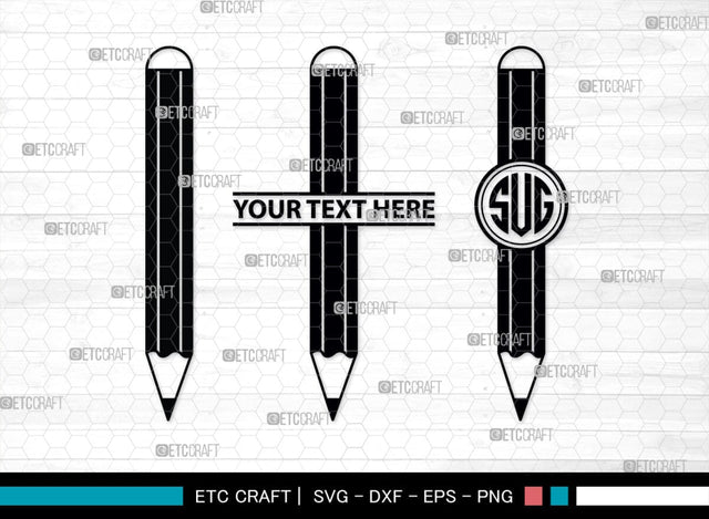 Pencil Monogram, Pencil Silhouette, Pencil SVG, Student Svg, School Pencil Svg, Writing Utensil Svg, Teacher Svg, SB00476 SVG ETC Craft 