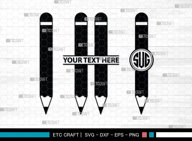 Pencil Monogram, Pencil Silhouette, Pencil SVG, Student Svg, School Pencil Svg, Writing Utensil Svg, Teacher Svg, SB00476 SVG ETC Craft 