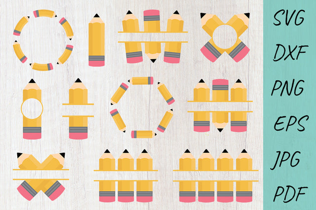 Pencil Monogram SVG, Back to School SVG, Teacher svg, School SVG Irina Ostapenko 