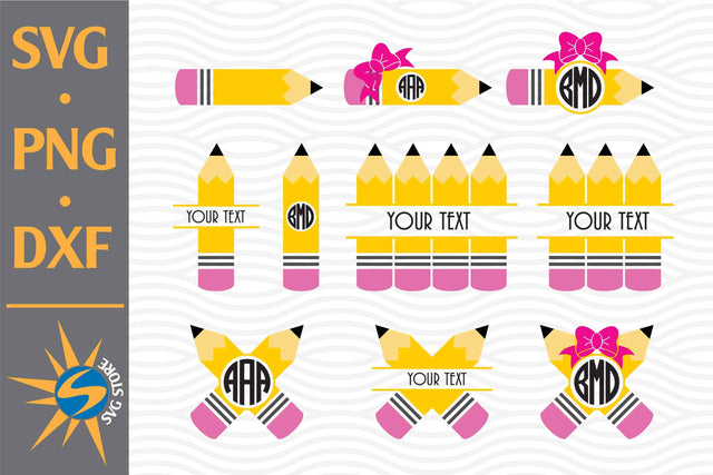 Pencil Monogram SVG, PNG, DXF Digital Files Include SVG SVGStoreShop 