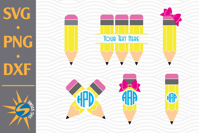 Pencil Monogram SVG, PNG, DXF Digital Files Include SVG SVGStoreShop 