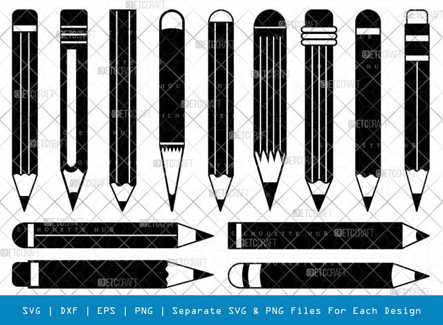 Pencil SVG Cut Files | Pencil Silhouette | Student Svg | School Pencil Svg | Writing Utensil Svg | Teacher Svg | Pencil Bundle SVG ETC Craft 