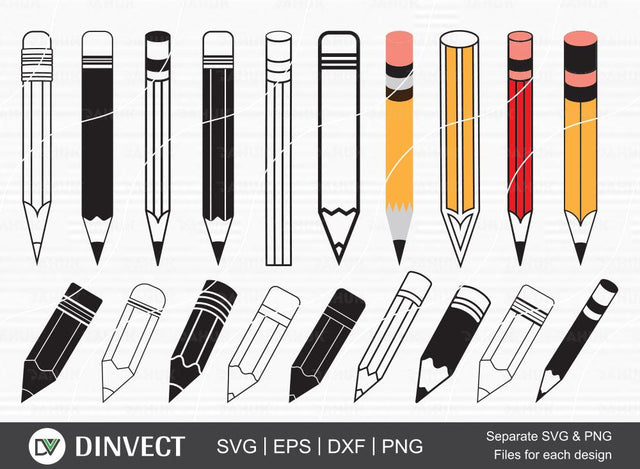 Pencil SVG, Pencil clipart, Pencil Silhouette, Pen vector, pencil vector, pencil Dxf, teacher SVG, education, student SVG, Kindergarten, Cutting Machine SVG Dinvect 