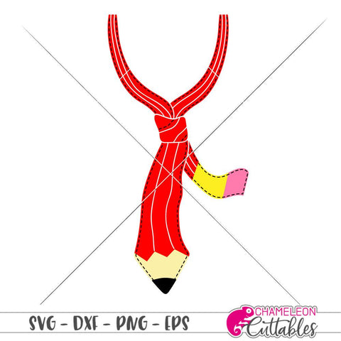 Pencil Tie for Shirt - First Day of School - School Shirt SVG SVG Chameleon Cuttables 