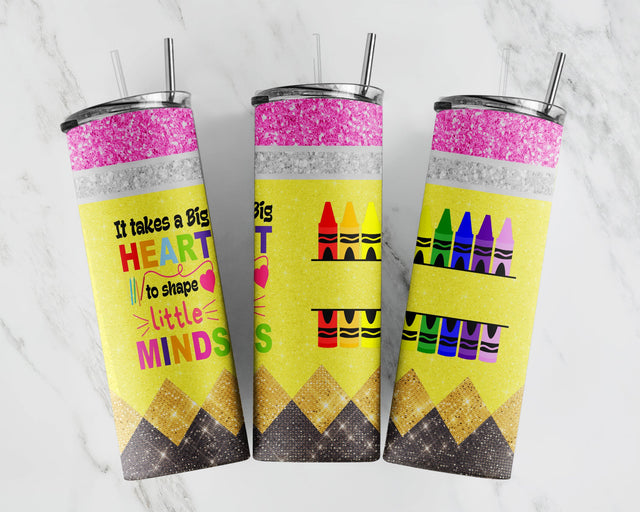 Pencil Tumbler PNG 20oz Skinny Tumbler Design Sublimation, Custom Teacher Tumbler Template, Teacher Glitter Crayon Tumbler, Digital Download Sublimation CaldwellArt 