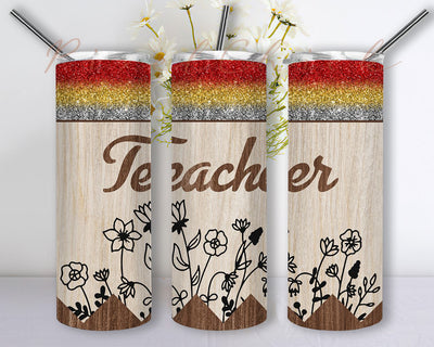 Pencil Tumbler PNG, 20oz Skinny Tumbler Sublimation Design Template, School Tumbler Wrap, Teacher Tumbler PNG Sublimation PixelChick 