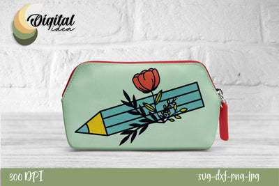Pencilcase with a flower | School bright&cute design for Kids SVG Evgenyia Guschina 