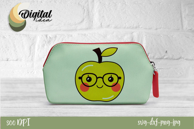 Pencilcase with a tasty apple | School bright design | Clever SVG Evgenyia Guschina 