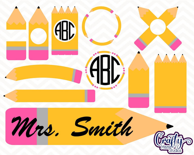 Pencils Bundle - School Svg Cut File SVG Crafty Mama Studios 