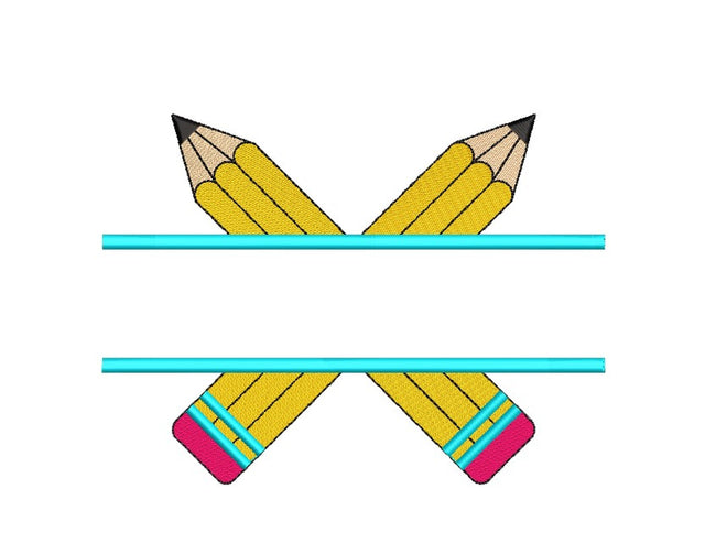 Pencils Split Monogram Embroidery Design, Back to School Embroidery File, 3 sizes, Instant Download Embroidery/Applique DESIGNS Nino Nadaraia 