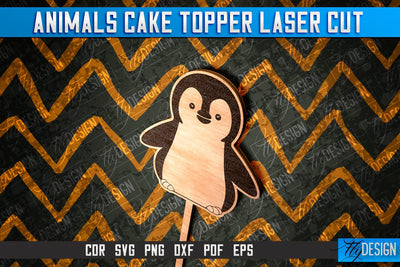 Penguin Cake Topper Laser Cut SVG Design | Laser Cut Design SVG Fly Design 