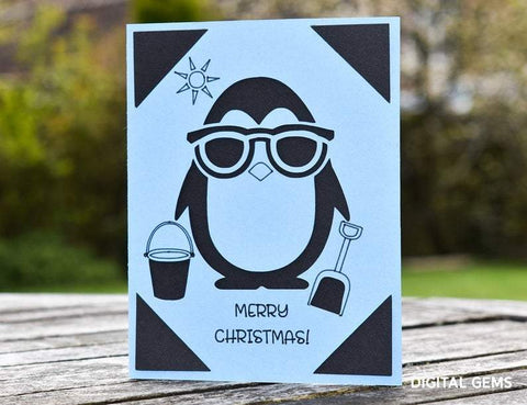 Penguin Christmas Card SVG Digital Gems 