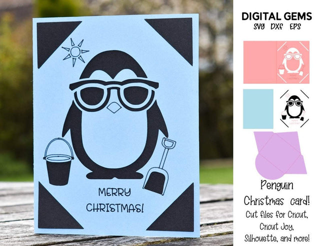Penguin Christmas Card SVG Digital Gems 
