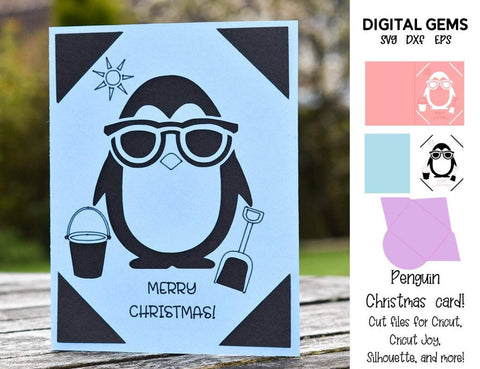 Penguin Christmas Card SVG Digital Gems 