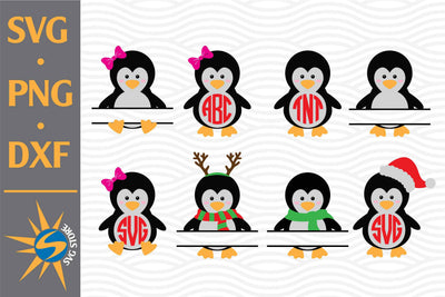 Penguin Christmas Monogram SVG, PNG, DXF Digital Files Include SVG SVGStoreShop 