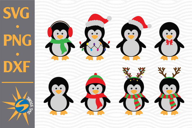 Penguin Christmas SVG, PNG, DXF Digital Files Include SVG SVGStoreShop 