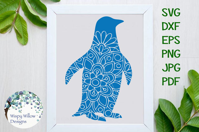 Penguin Floral Mandala SVG Wispy Willow Designs 