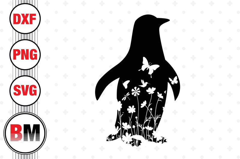 Penguin Floral SVG, PNG, DXF Files SVG BMDesign 