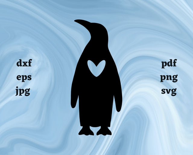 Penguin Heart SVG Cut File SVG Northern Light SVG 