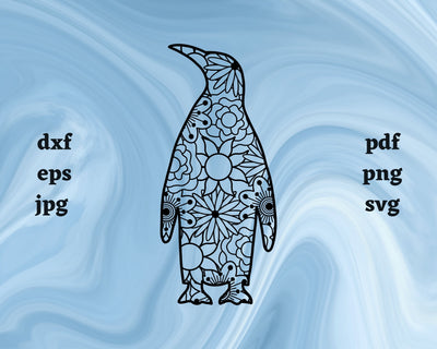 Penguin Mandala SVG Cut File SVG Northern Light SVG 