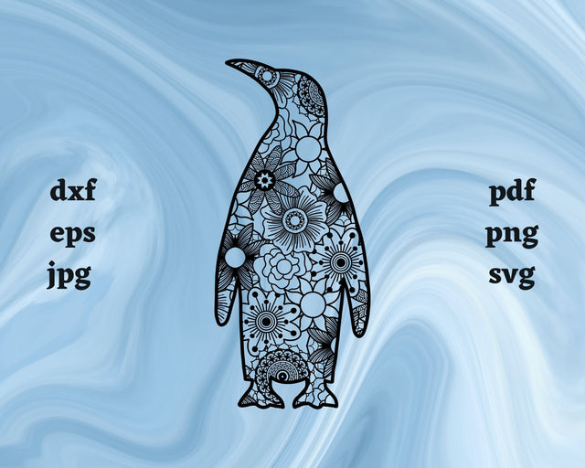 Penguin Mandala SVG Cut File SVG Northern Light SVG 