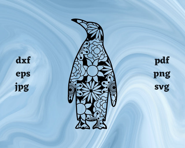 Penguin Mandala SVG Cut File SVG Northern Light SVG 
