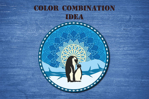 Penguin mandala svg Layered penguin family Layered mandala 3D Paper LanaMagDigital 