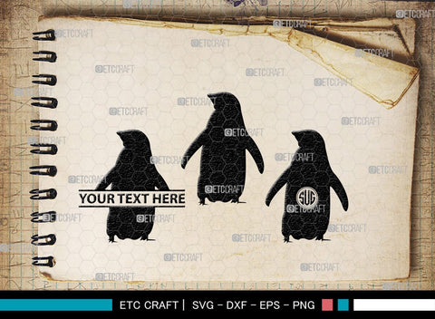 Penguin Monogram, Penguin Silhouette, Penguin SVG, Penguin Bird Svg, Bird Svg, Animal Svg, SB00301 SVG ETC Craft 
