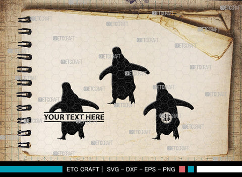 Penguin Monogram, Penguin Silhouette, Penguin SVG, Penguin Bird Svg, Bird Svg, Animal Svg, SB00301 SVG ETC Craft 