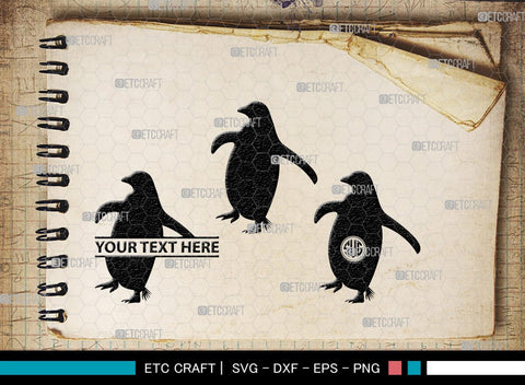 Penguin Monogram, Penguin Silhouette, Penguin SVG, Penguin Bird Svg, Bird Svg, Animal Svg, SB00301 SVG ETC Craft 