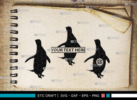 Penguin Monogram, Penguin Silhouette, Penguin SVG, Penguin Bird Svg, Bird Svg, Animal Svg, SB00301 SVG ETC Craft 