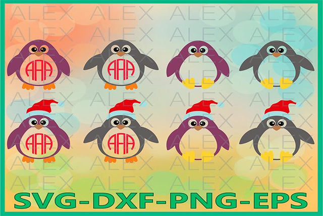 Penguin Monogram SVG, Christmas Penguin SVG AlexSVGStudio 