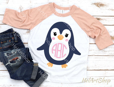 Penguin Monogram Svg, Kids Christmas Svg SVG _HelArtShop_ 