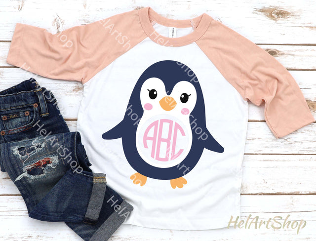 Penguin Monogram Svg, Kids Christmas Svg SVG _HelArtShop_ 