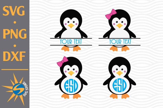 Penguin Monogram SVG, PNG, DXF Digital Files Include SVG SVGStoreShop 
