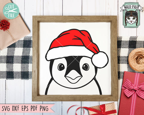 Penguin Santa Hat SVG File, Penguin With Santa Hat SVG, Christmas SVG File, Penguin SVG, Christmas Cut File, Christmas Animals SVG, Animal Santa Hat SVG SVG Wild Pilot 