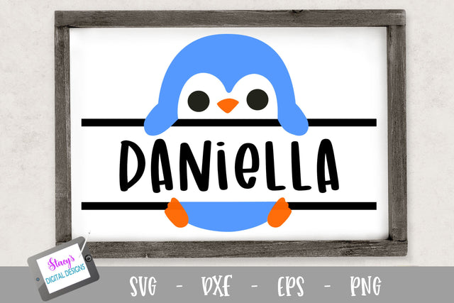 Penguin Split Monogram Design SVG Stacy's Digital Designs 