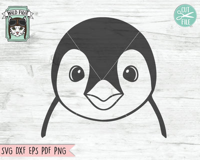 Penguin SVG File, Penguin Face SVG, Penguin Cut File, Animal Face SVG, Cute Penguin SVG, Bird SVG, Winter SVG, Arctic Animals SVG SVG Wild Pilot 