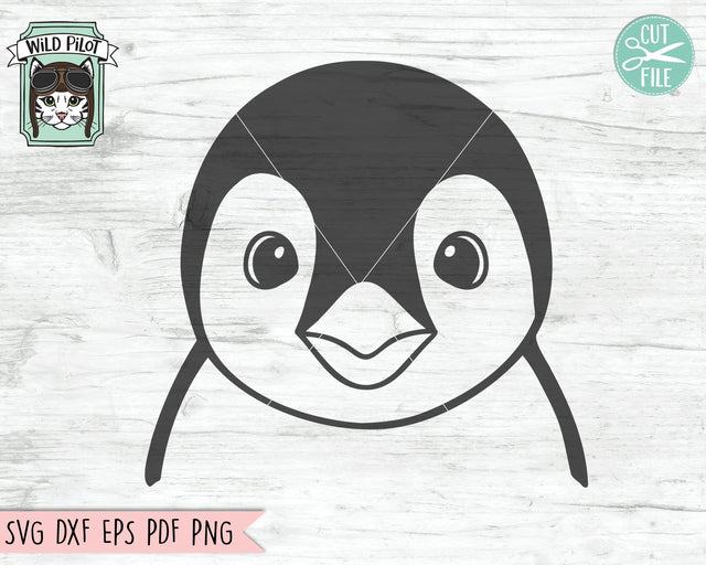 Penguin SVG File, Penguin Face SVG, Penguin Cut File, Animal Face SVG, Cute Penguin SVG, Bird SVG, Winter SVG, Arctic Animals SVG SVG Wild Pilot 