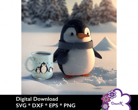 Penguin SVG Trio with Bowties & Snowflakes SVG DawnKDesigns 