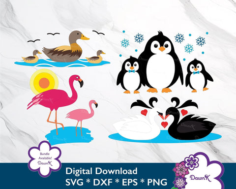 Penguin SVG Trio with Bowties & Snowflakes SVG DawnKDesigns 