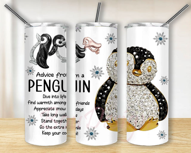 Penguin Tumbler Sublimation Design, Penguin PNG Wrap 20oz Skinny Sublimation Straight & Tapered Tumbler Design Download Sublimation BouDesign 