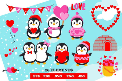 penguin valentine clip art, valentine graphict svg, sublim SVG dadan_pm 