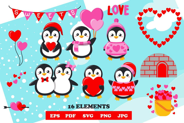 penguin valentine clip art, valentine graphict svg, sublim SVG dadan_pm 
