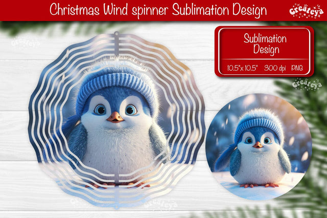 Penguin wind spinner Christmas Wind spinner Sublimation Sublimation Createya Design 