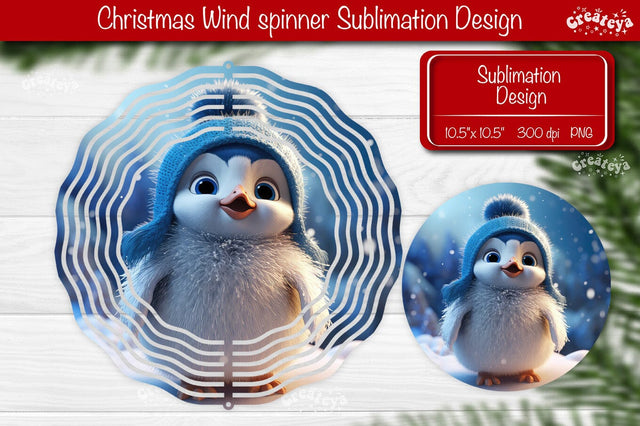 Penguin wind spinner Christmas Wind spinner Sublimation Sublimation Createya Design 